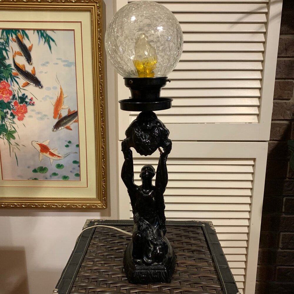 Art Deco Cast Metal Figural Table Lamp